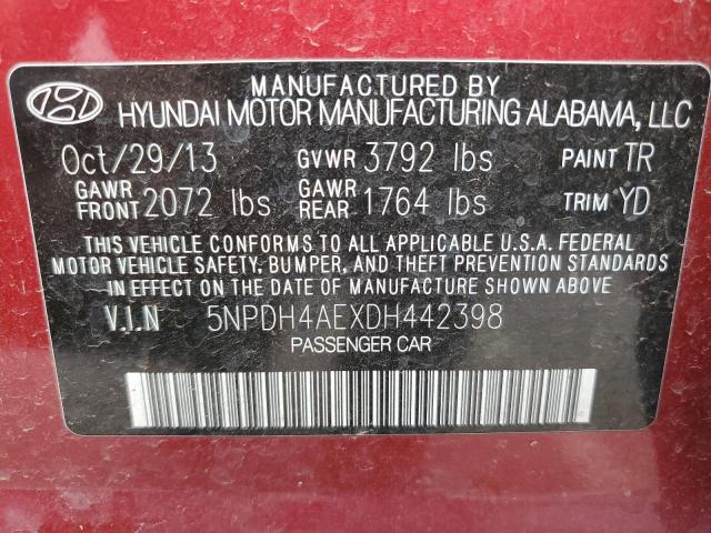 Photo 11 VIN: 5NPDH4AEXDH442398 - HYUNDAI ELANTRA GL 