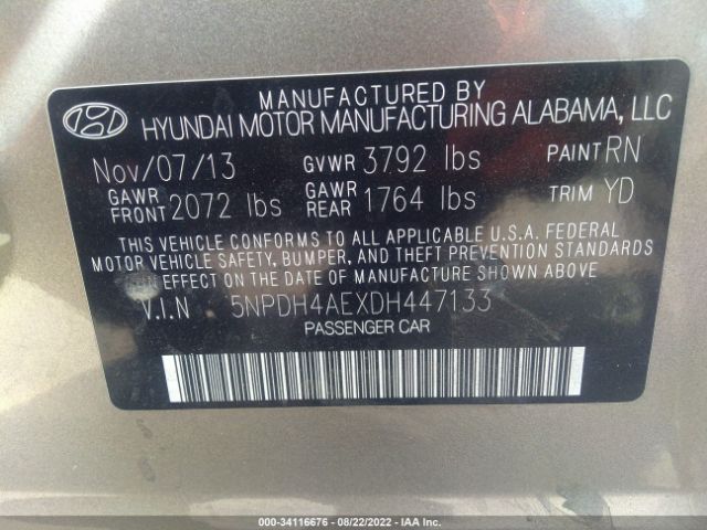 Photo 8 VIN: 5NPDH4AEXDH447133 - HYUNDAI ELANTRA 