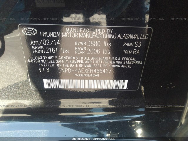 Photo 8 VIN: 5NPDH4AEXEH466427 - HYUNDAI ELANTRA 