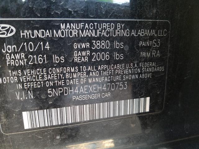 Photo 9 VIN: 5NPDH4AEXEH470753 - HYUNDAI ELANTRA SE 