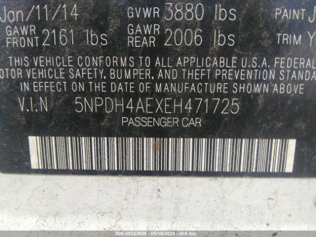 Photo 8 VIN: 5NPDH4AEXEH471725 - HYUNDAI ELANTRA 