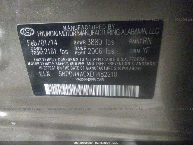 Photo 8 VIN: 5NPDH4AEXEH482210 - HYUNDAI ELANTRA 