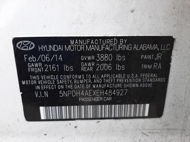 Photo 9 VIN: 5NPDH4AEXEH484927 - HYUNDAI ELANTRA SE 