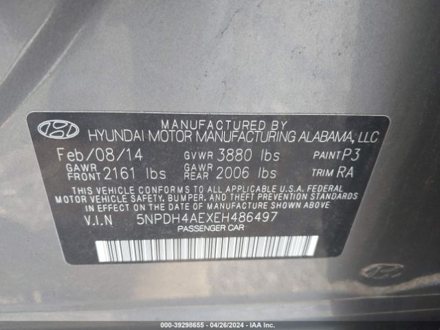 Photo 8 VIN: 5NPDH4AEXEH486497 - HYUNDAI ELANTRA 