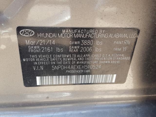 Photo 9 VIN: 5NPDH4AEXEH510524 - HYUNDAI ELANTRA SE 