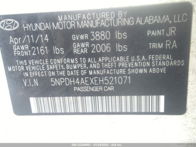 Photo 8 VIN: 5NPDH4AEXEH521071 - HYUNDAI ELANTRA 