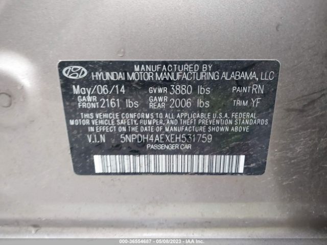 Photo 8 VIN: 5NPDH4AEXEH531759 - HYUNDAI ELANTRA 