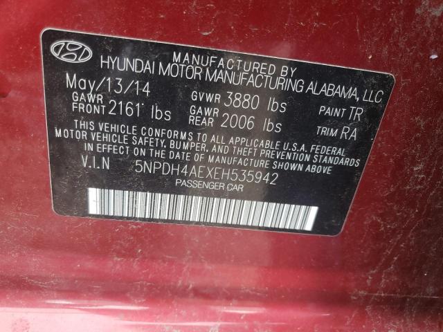 Photo 9 VIN: 5NPDH4AEXEH535942 - HYUNDAI ELANTRA SE 