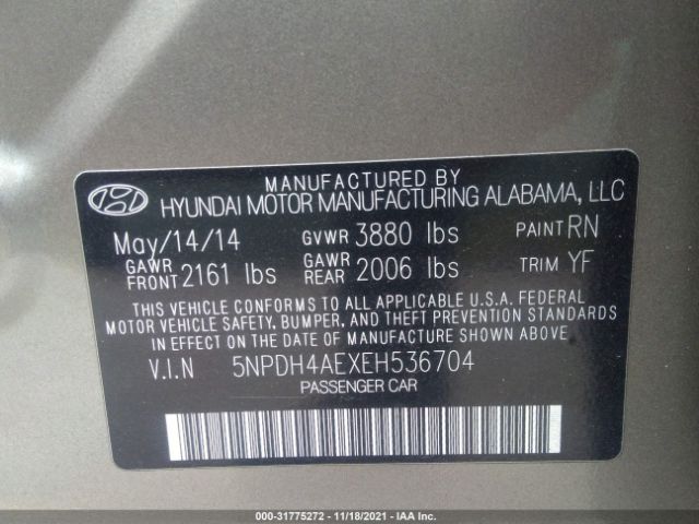 Photo 8 VIN: 5NPDH4AEXEH536704 - HYUNDAI ELANTRA 