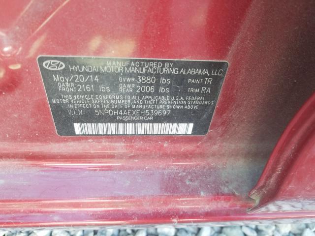 Photo 9 VIN: 5NPDH4AEXEH539697 - HYUNDAI ELANTRA SE 