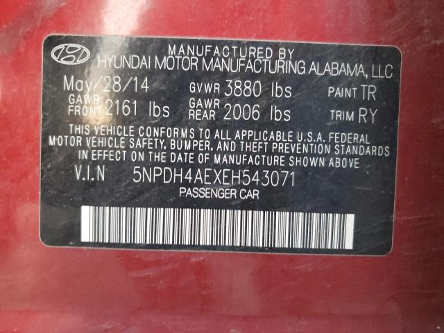 Photo 12 VIN: 5NPDH4AEXEH543071 - HYUNDAI ELANTRA SE 