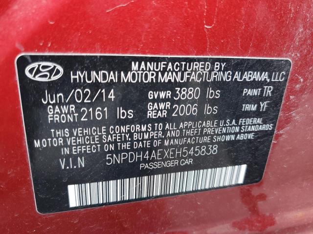 Photo 9 VIN: 5NPDH4AEXEH545838 - HYUNDAI ELANTRA SE 