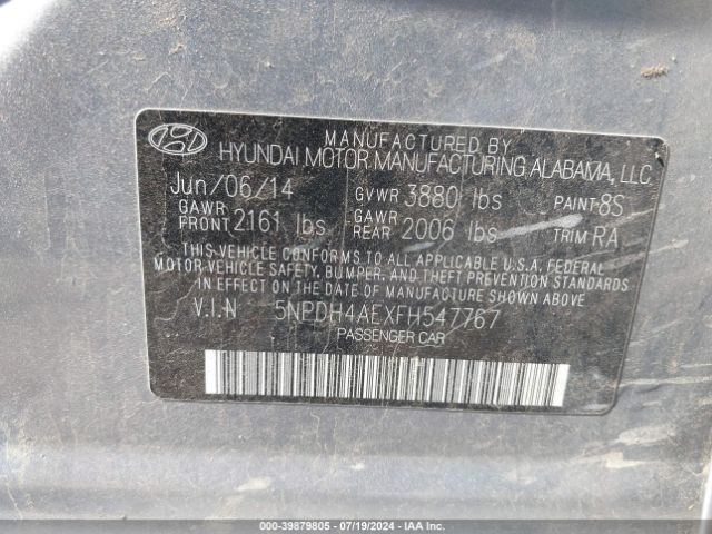 Photo 8 VIN: 5NPDH4AEXFH547767 - HYUNDAI ELANTRA 