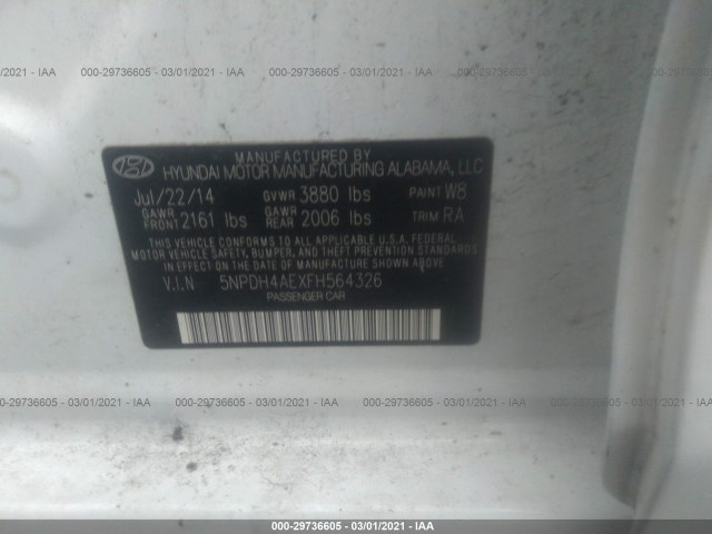 Photo 8 VIN: 5NPDH4AEXFH564326 - HYUNDAI ELANTRA 