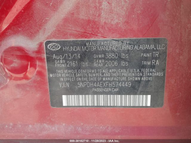 Photo 8 VIN: 5NPDH4AEXFH574449 - HYUNDAI ELANTRA 