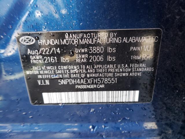 Photo 9 VIN: 5NPDH4AEXFH578551 - HYUNDAI ELANTRA SE 