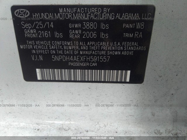 Photo 8 VIN: 5NPDH4AEXFH591557 - HYUNDAI ELANTRA 