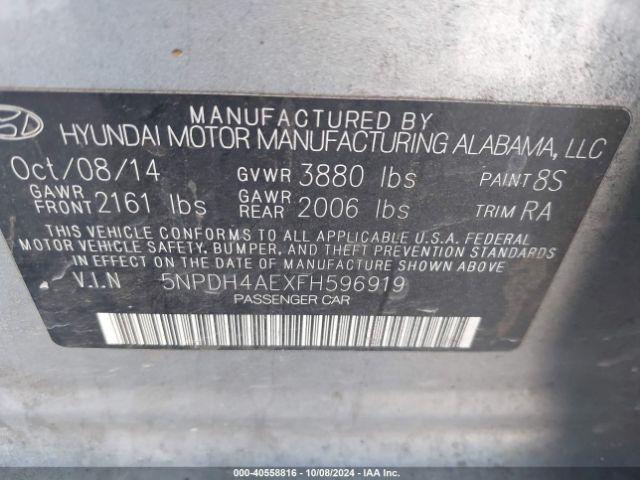 Photo 8 VIN: 5NPDH4AEXFH596919 - HYUNDAI ELANTRA 