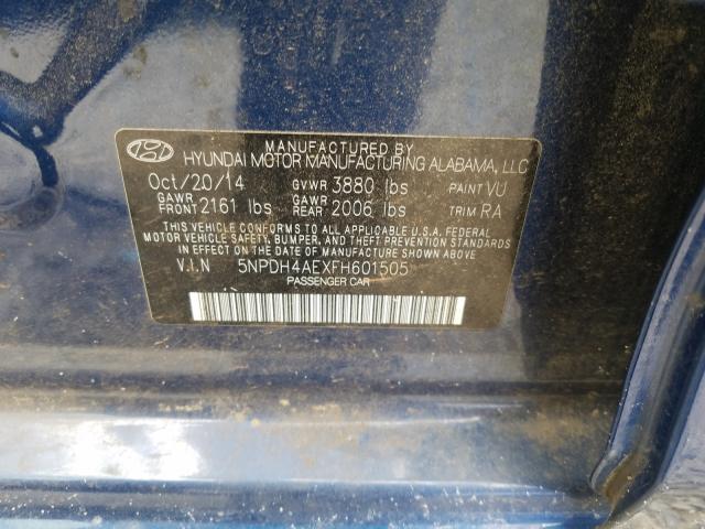 Photo 9 VIN: 5NPDH4AEXFH601505 - HYUNDAI ELANTRA SE 