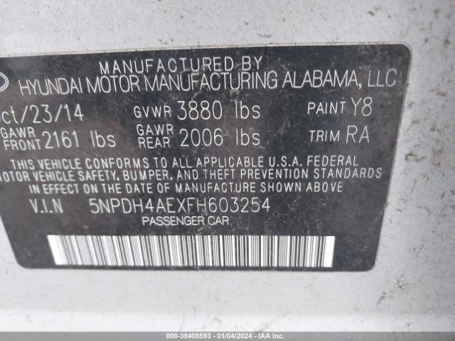 Photo 8 VIN: 5NPDH4AEXFH603254 - HYUNDAI ELANTRA 