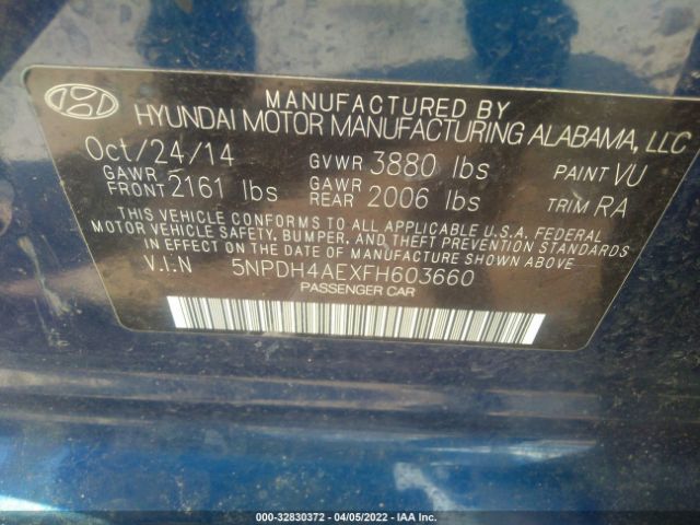 Photo 8 VIN: 5NPDH4AEXFH603660 - HYUNDAI ELANTRA 