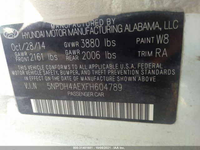 Photo 8 VIN: 5NPDH4AEXFH604789 - HYUNDAI ELANTRA 