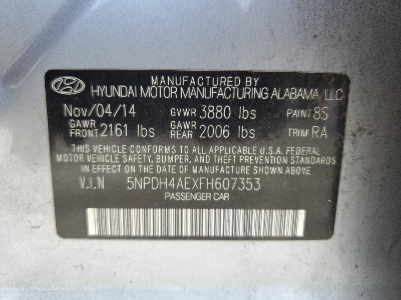 Photo 11 VIN: 5NPDH4AEXFH607353 - HYUNDAI ELANTRA 