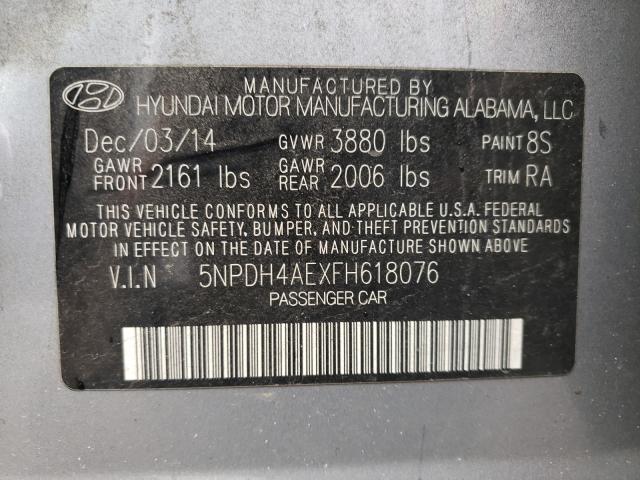 Photo 9 VIN: 5NPDH4AEXFH618076 - HYUNDAI ELANTRA SE 