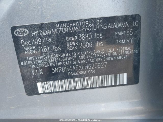 Photo 8 VIN: 5NPDH4AEXFH620927 - HYUNDAI ELANTRA 