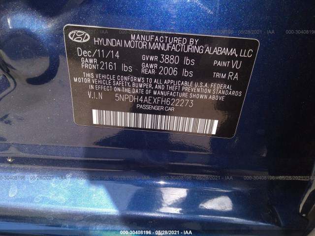 Photo 8 VIN: 5NPDH4AEXFH622273 - HYUNDAI ELANTRA 