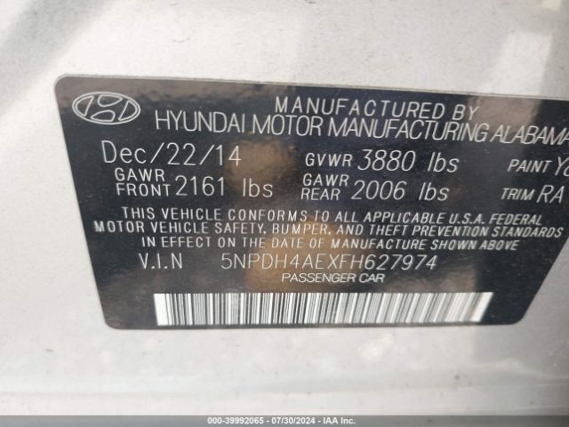 Photo 8 VIN: 5NPDH4AEXFH627974 - HYUNDAI ELANTRA 