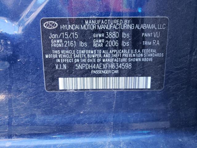 Photo 9 VIN: 5NPDH4AEXFH634598 - HYUNDAI ELANTRA SE 