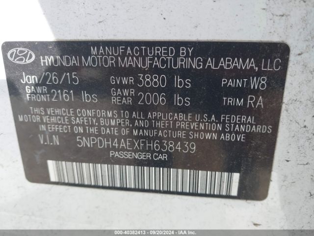 Photo 8 VIN: 5NPDH4AEXFH638439 - HYUNDAI ELANTRA 