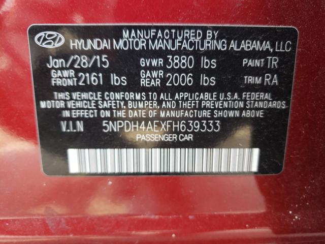 Photo 9 VIN: 5NPDH4AEXFH639333 - HYUNDAI ELANTRA SE 