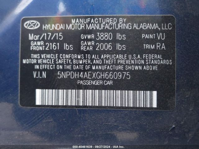 Photo 8 VIN: 5NPDH4AEXGH660975 - HYUNDAI ELANTRA 