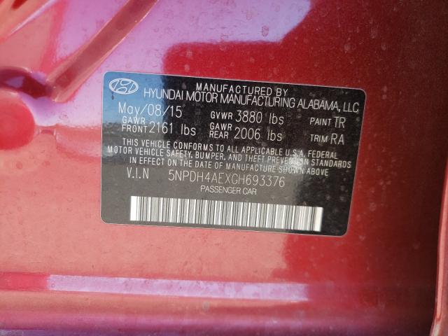 Photo 9 VIN: 5NPDH4AEXGH693376 - HYUNDAI ELANTRA 