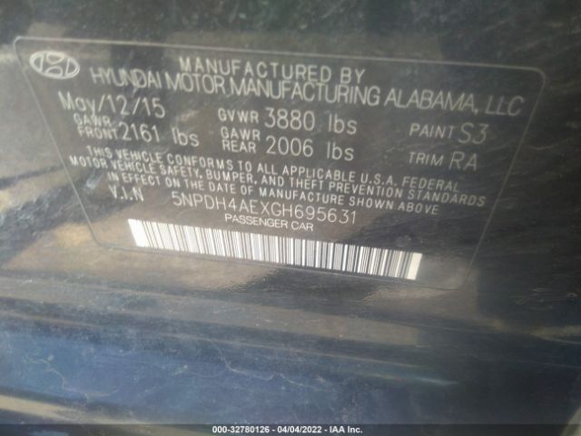 Photo 8 VIN: 5NPDH4AEXGH695631 - HYUNDAI ELANTRA 