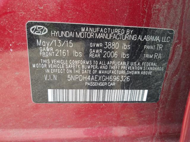 Photo 9 VIN: 5NPDH4AEXGH696326 - HYUNDAI ELANTRA SE 