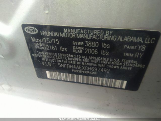 Photo 8 VIN: 5NPDH4AEXGH697492 - HYUNDAI ELANTRA 