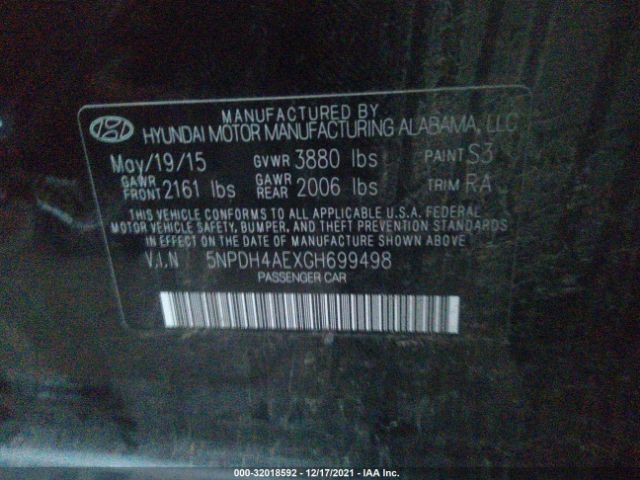 Photo 8 VIN: 5NPDH4AEXGH699498 - HYUNDAI ELANTRA 