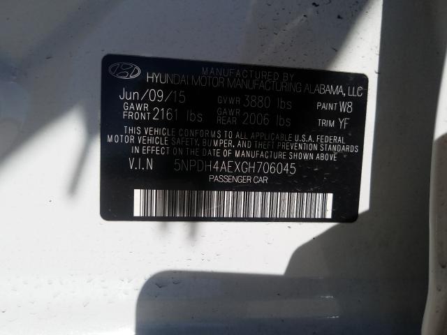 Photo 9 VIN: 5NPDH4AEXGH706045 - HYUNDAI ELANTRA SE 