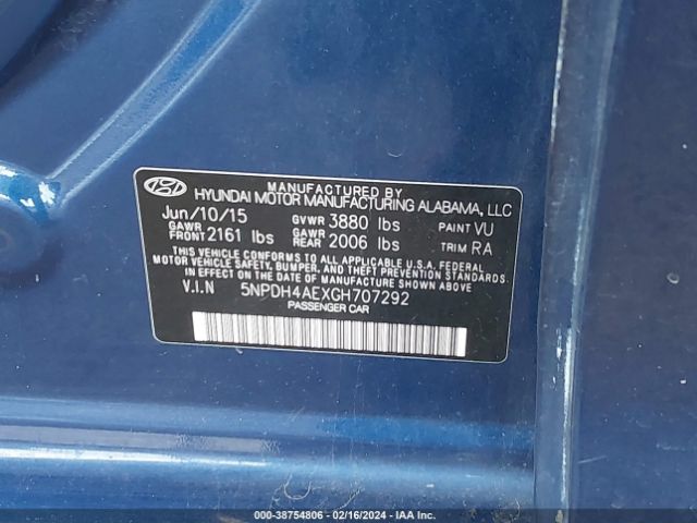 Photo 8 VIN: 5NPDH4AEXGH707292 - HYUNDAI ELANTRA 