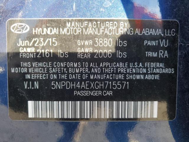 Photo 11 VIN: 5NPDH4AEXGH715571 - HYUNDAI ELANTRA SE 