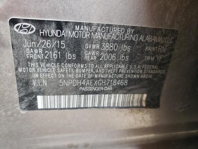 Photo 11 VIN: 5NPDH4AEXGH718468 - HYUNDAI ELANTRA SE 