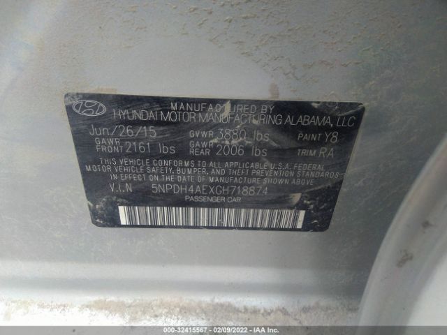 Photo 8 VIN: 5NPDH4AEXGH718874 - HYUNDAI ELANTRA 