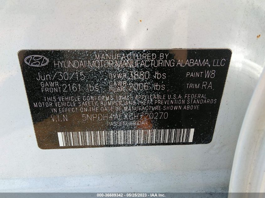 Photo 8 VIN: 5NPDH4AEXGH720270 - HYUNDAI ELANTRA 