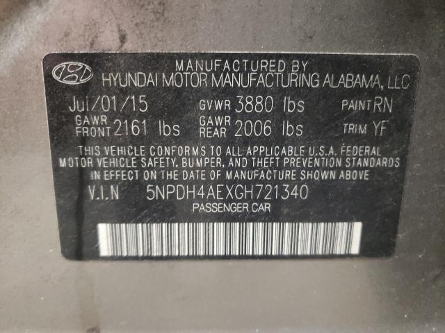 Photo 9 VIN: 5NPDH4AEXGH721340 - HYUNDAI ELANTRA SE 