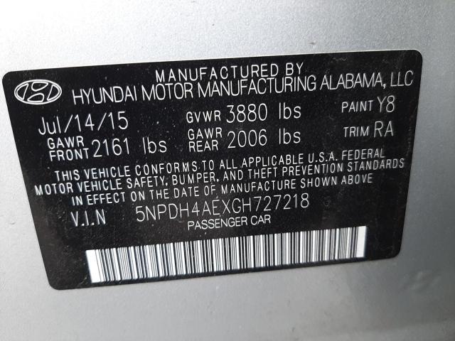 Photo 12 VIN: 5NPDH4AEXGH727218 - HYUNDAI ELANTRA SE 