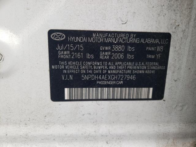 Photo 11 VIN: 5NPDH4AEXGH727946 - HYUNDAI ELANTRA 