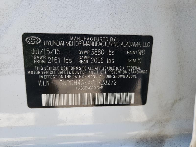 Photo 9 VIN: 5NPDH4AEXGH728272 - HYUNDAI ELANTRA SE 